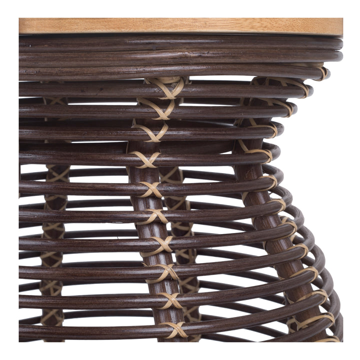 Quito Rattan Side/End Table with Wood Top - Paloma Brown - view 3