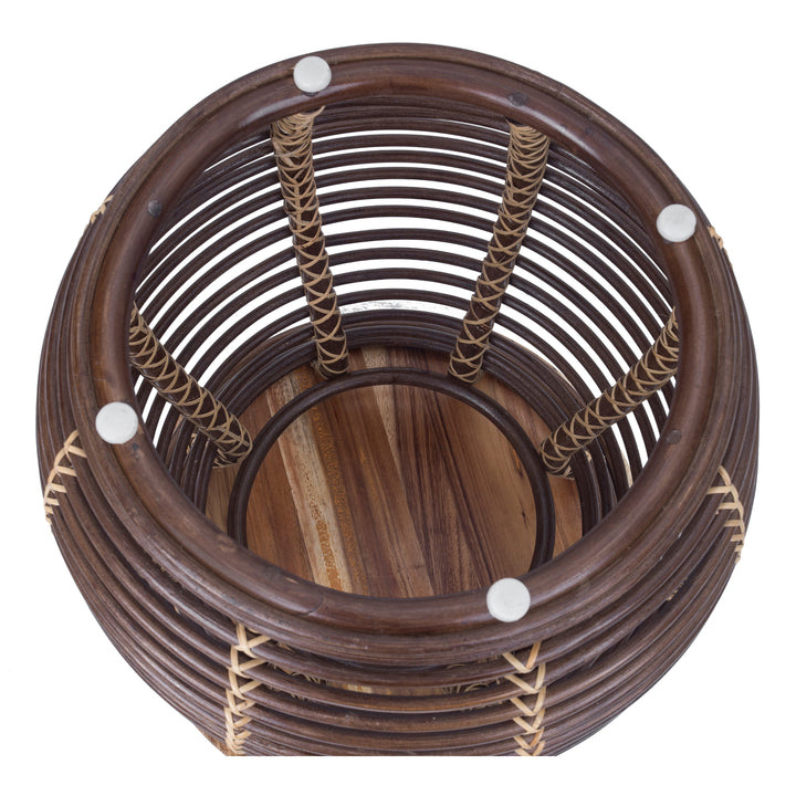 Quito Rattan Side/End Table with Wood Top - Paloma Brown - view 4