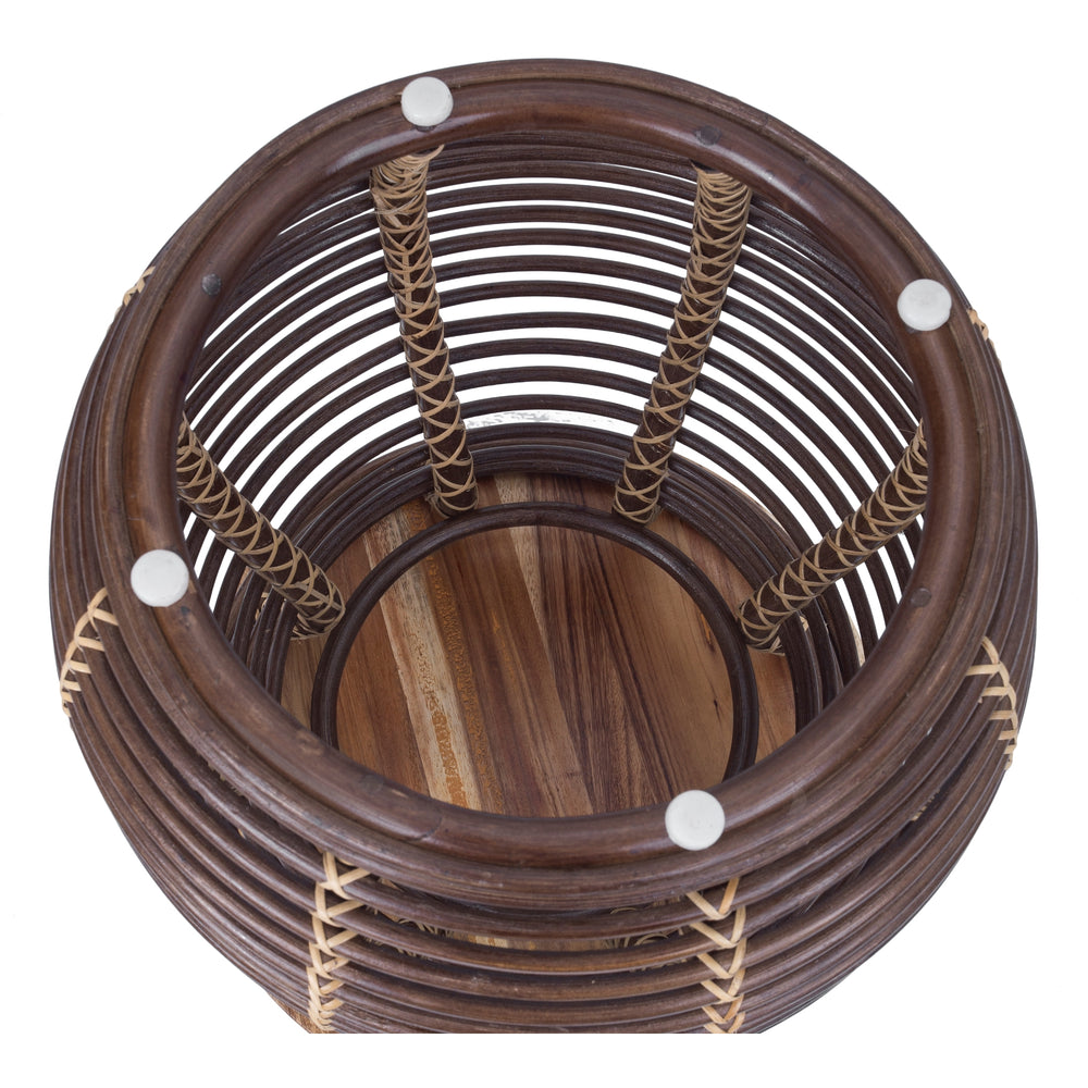 Quito Rattan Side/End Table with Wood Top - Paloma Brown - view 4
