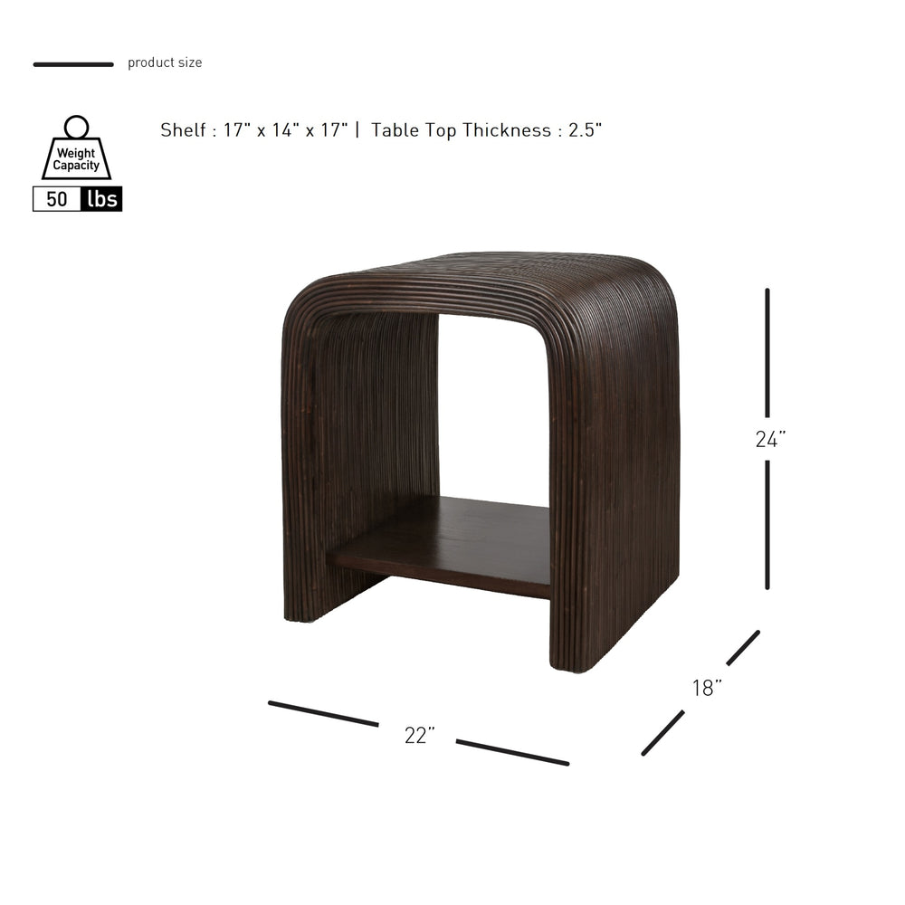 Kyran Rattan Side/End Table - Espresso Brown - view 2