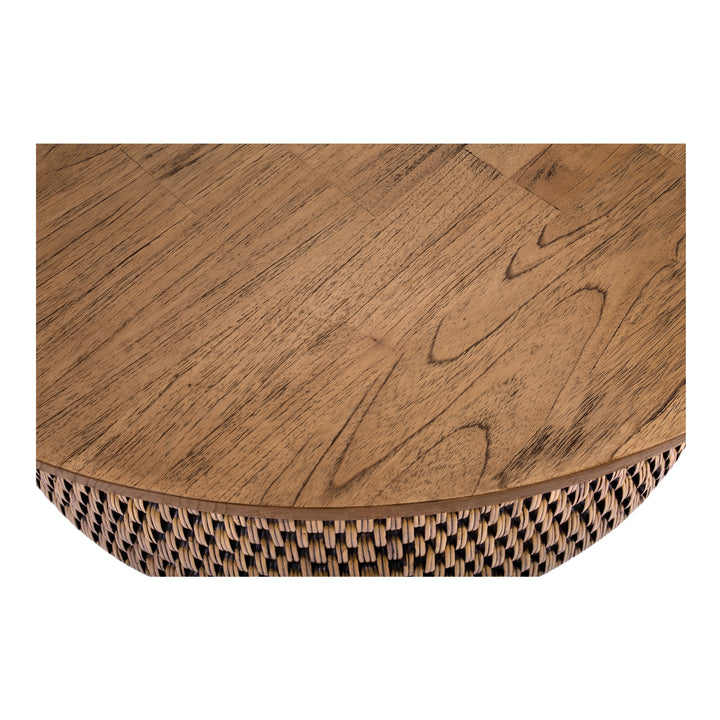 Kamari Rattan Coffee Table with Wood Top - Canary Brown Black Washed - view 4