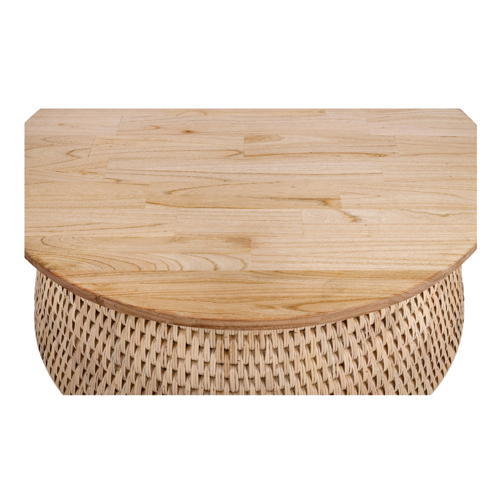 Kamari Rattan Coffee Table with Wood Top - Natural - view 4
