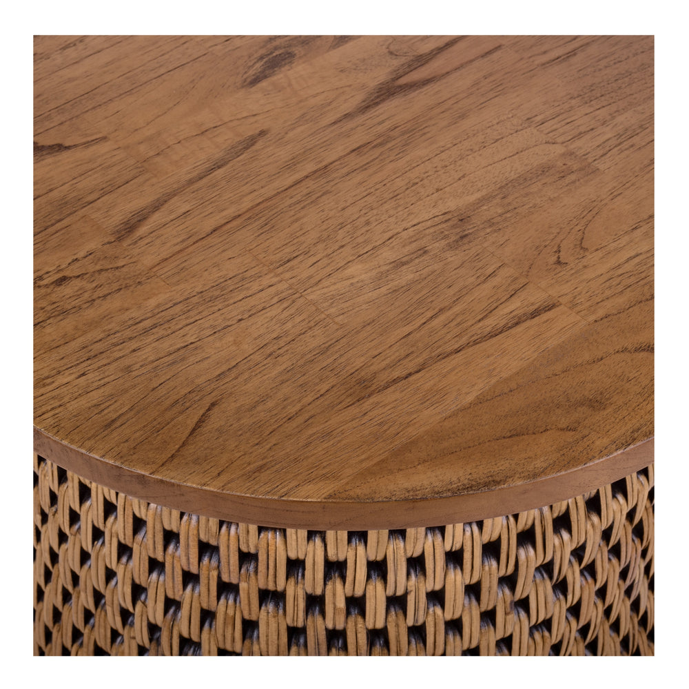 Kamari Rattan Side/End Table with Wood Top - Canary Brown Black Washed - view 4