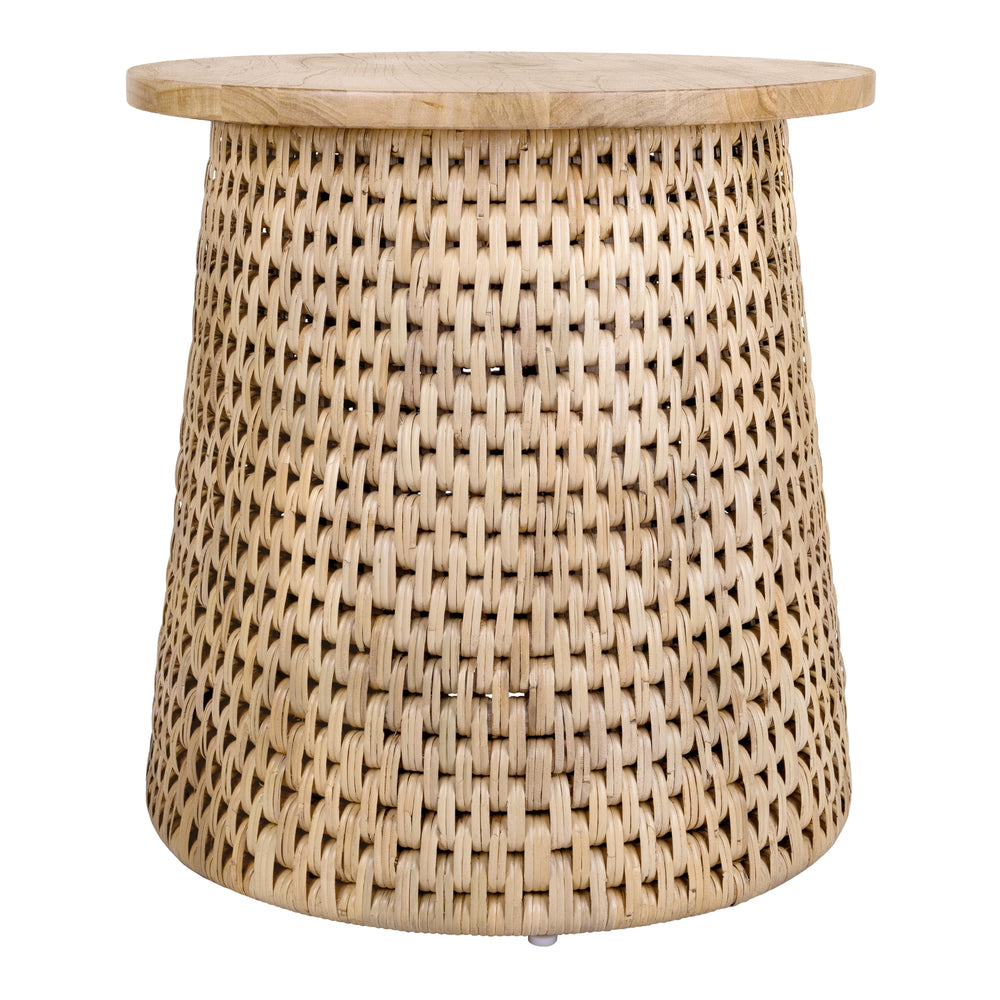 Kamari Rattan Side/End Table with Wood Top - Natural