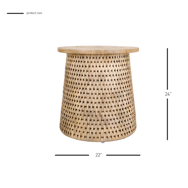 Kamari Rattan Side/End Table with Wood Top - Natural - view 2