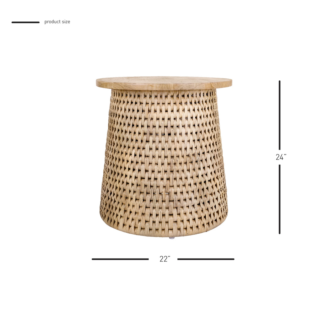 Kamari Rattan Side/End Table with Wood Top - Natural - view 2