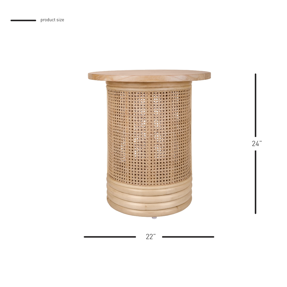 Brisa Rattan Side/End Table with Wood Top - Natural - view 2