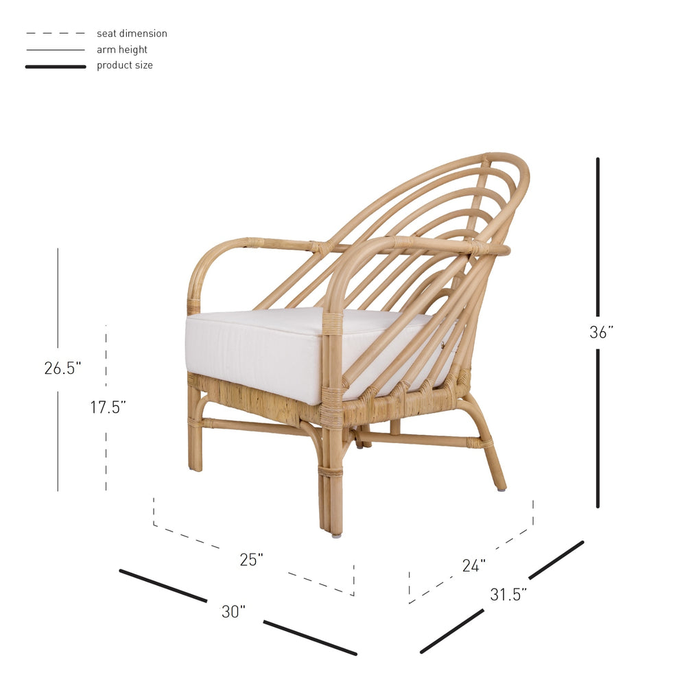 Lana Rattan Accent Arm Chair - Natural - view 2