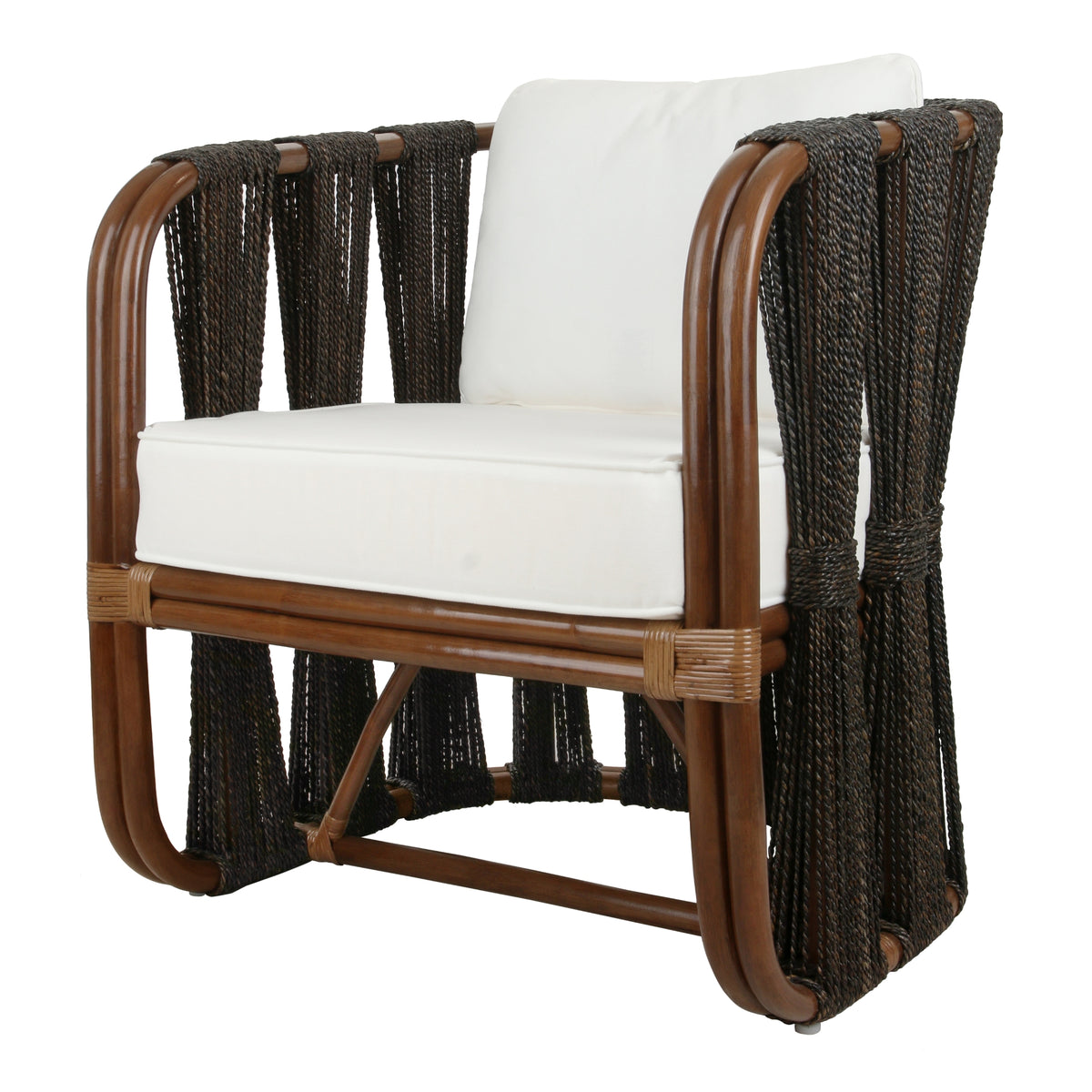 Shanaya Rattan Accent Arm Chair with Abaca - Cane Brown