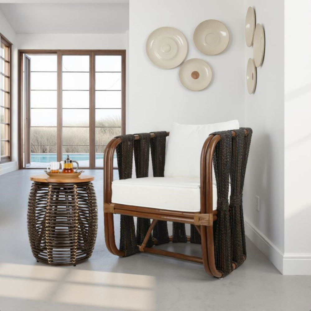 Shanaya Rattan Accent Arm Chair with Abaca - Cane Brown - view 3