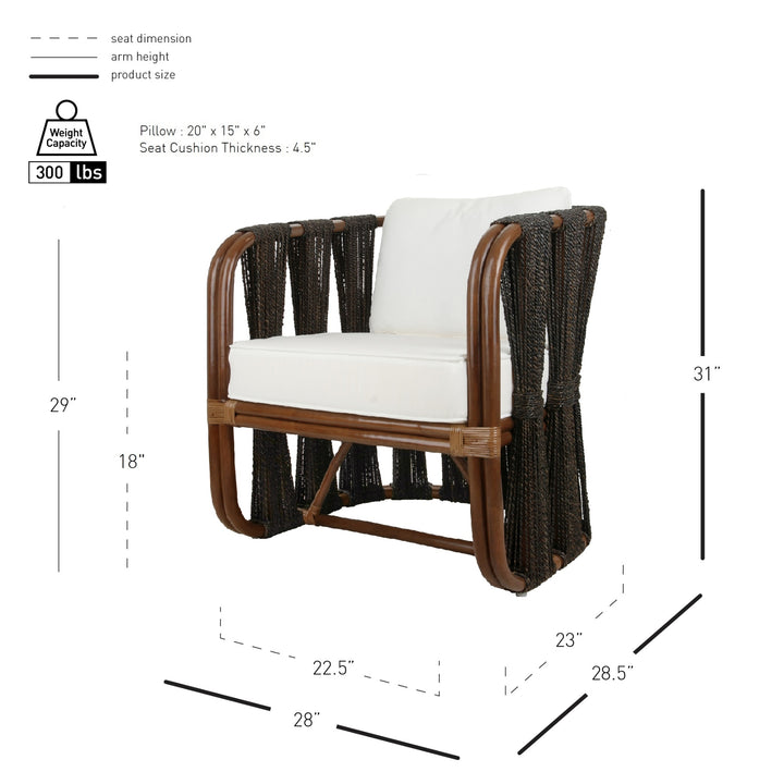 Shanaya Rattan Accent Arm Chair with Abaca - Cane Brown - view 2
