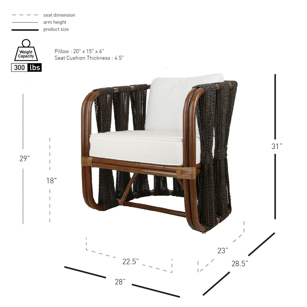 Shanaya Rattan Accent Arm Chair with Abaca - Cane Brown - view 2