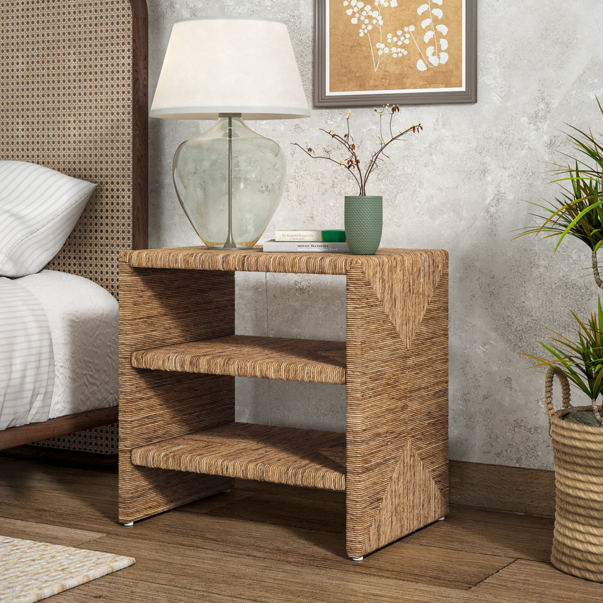 Kanza Abaca Nightstand/Side Table - Natural - view 2