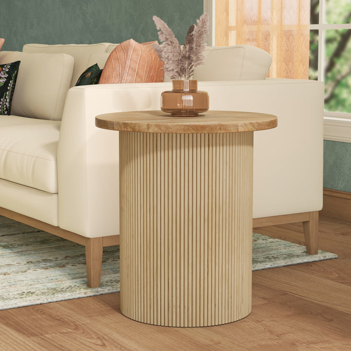 Kiefer Rattan Side/End Table with Wood Top - Natural - view 2
