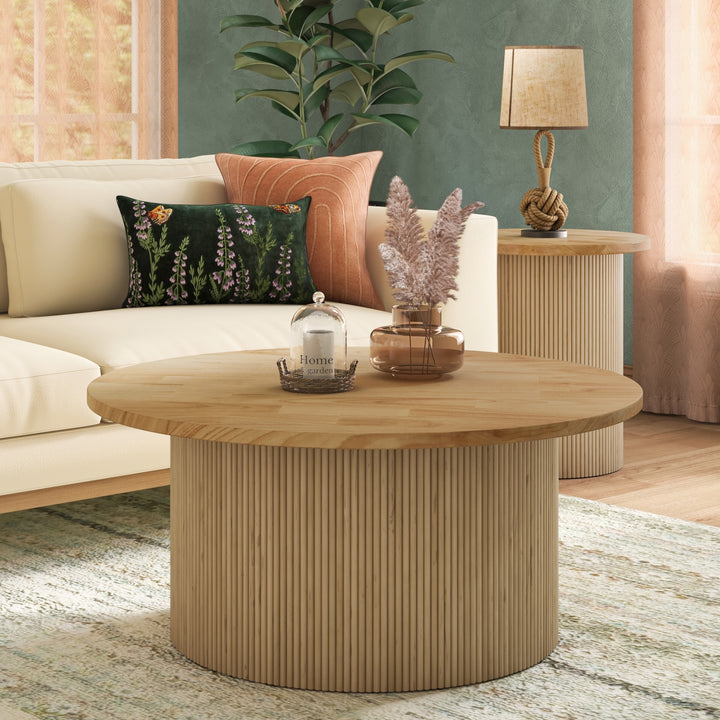 Kiefer Rattan Coffee Table with Wood Top - Natural - view 2
