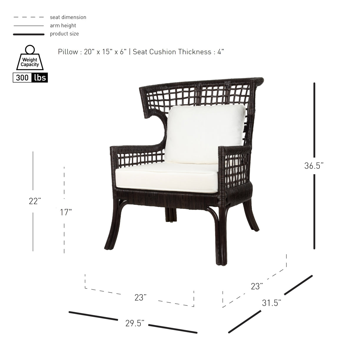 Zelma Rattan Accent Arm Chair - Espresso Brown - view 2
