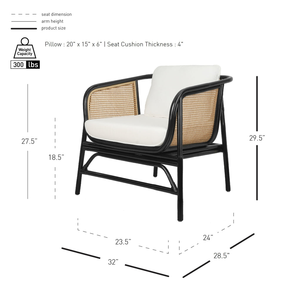 Quilla Rattan Accent Arm Chair - Black/Natural - view 2