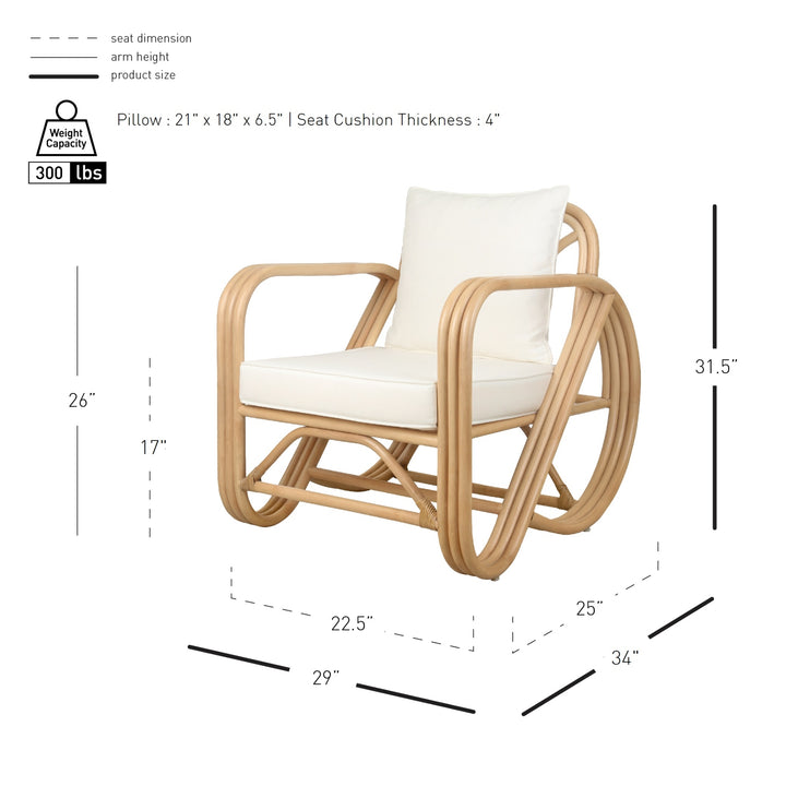 Aimara Rattan Accent Arm Chair - Natural - view 2