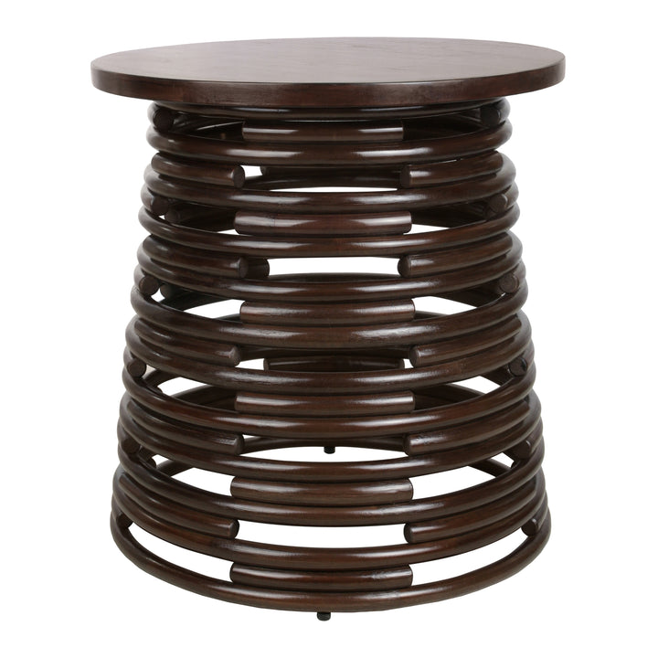 Zeke Rattan Side/End Table with Wood Top - Espresso Brown
