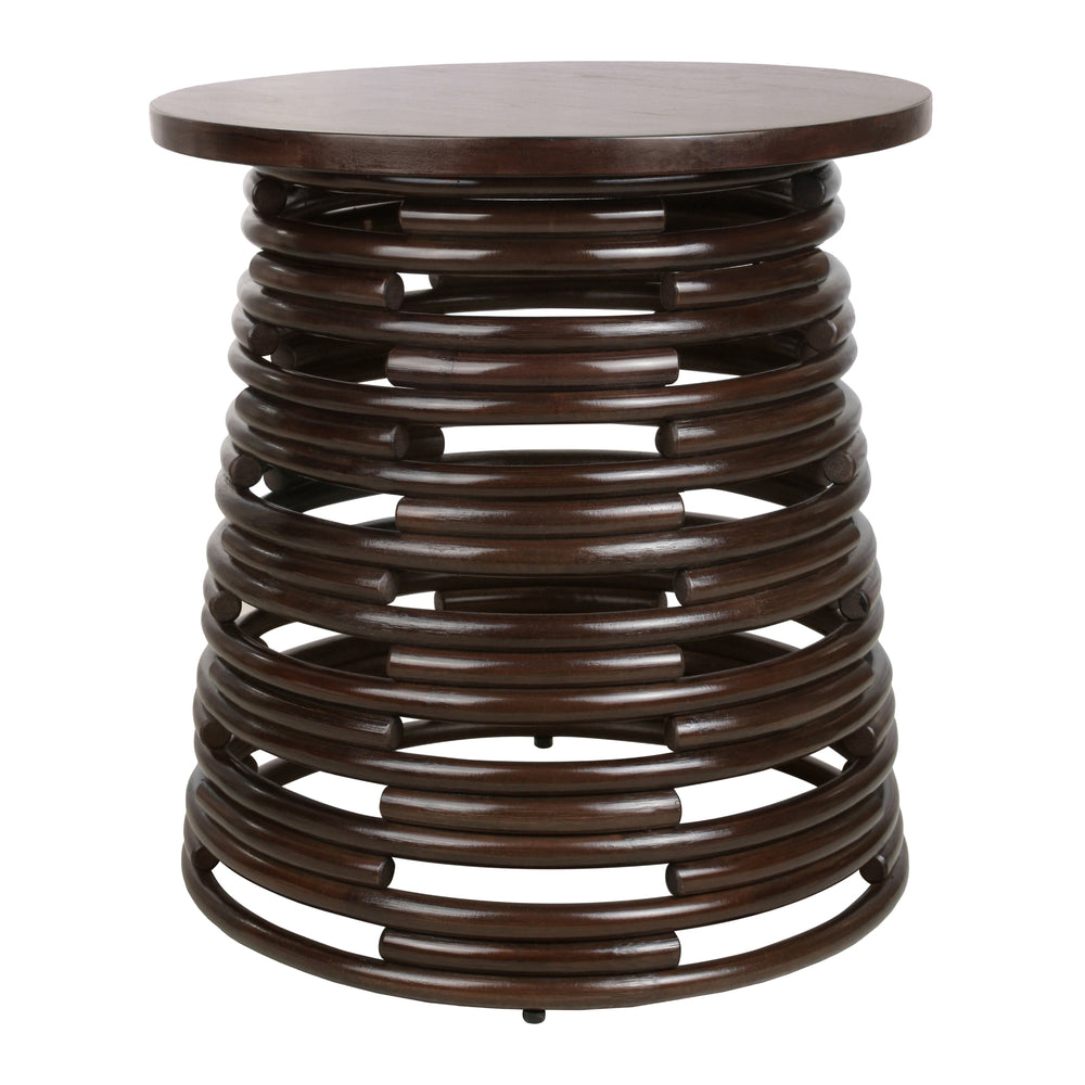 Zeke Rattan Side/End Table with Wood Top - Espresso Brown