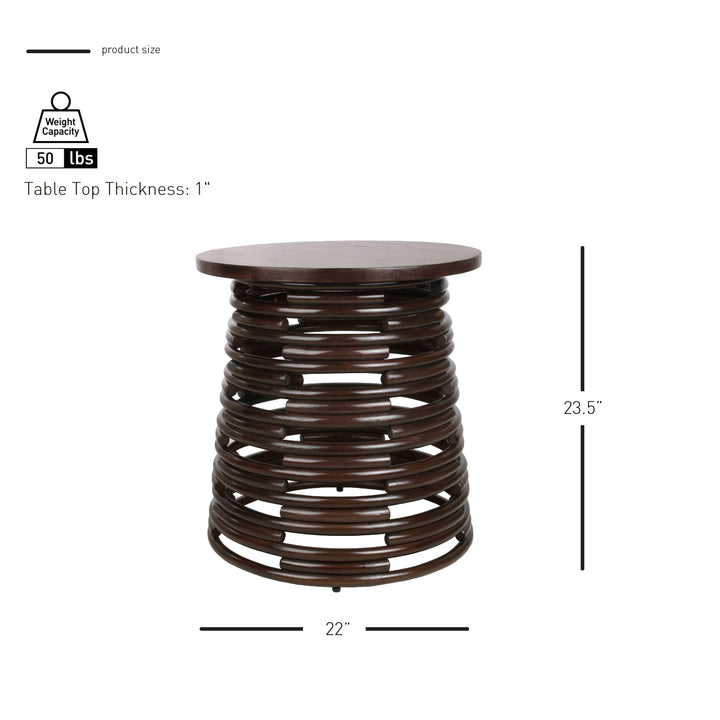 Zeke Rattan Side/End Table with Wood Top - Espresso Brown - view 2