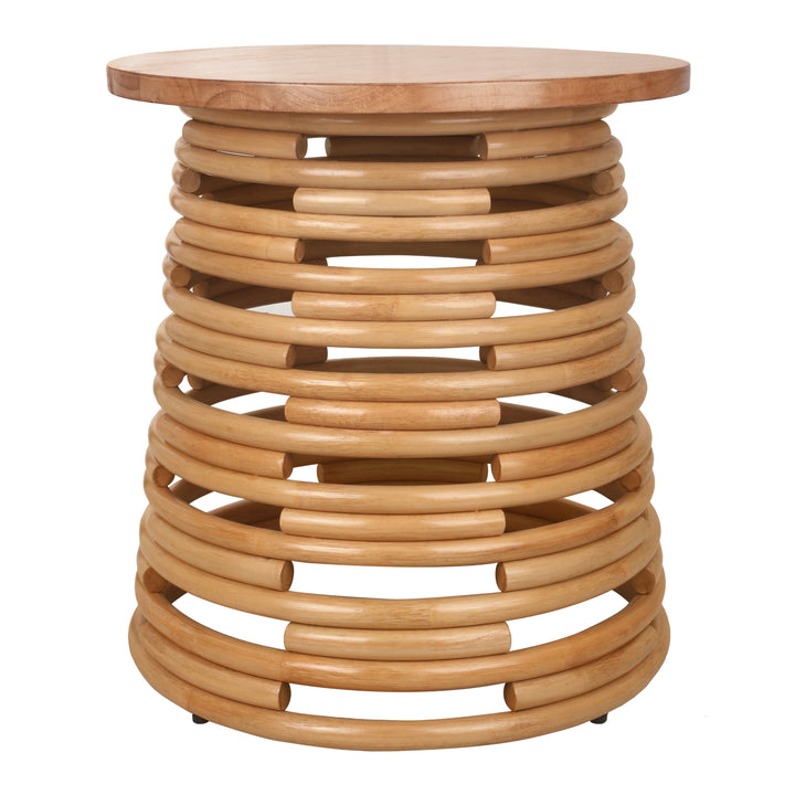 Zeke Rattan Side/End Table with Wood Top - Honey