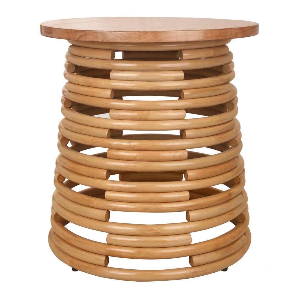 Zeke Rattan Side/End Table with Wood Top - Honey