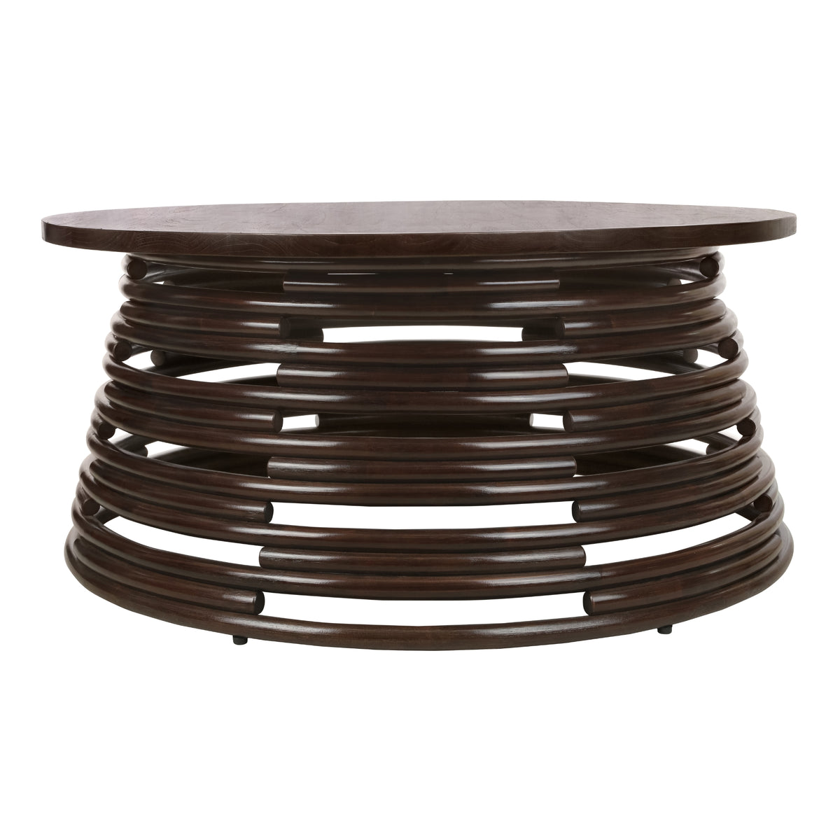 Zeke Rattan Coffee Table with Wood Top - Espresso Brown