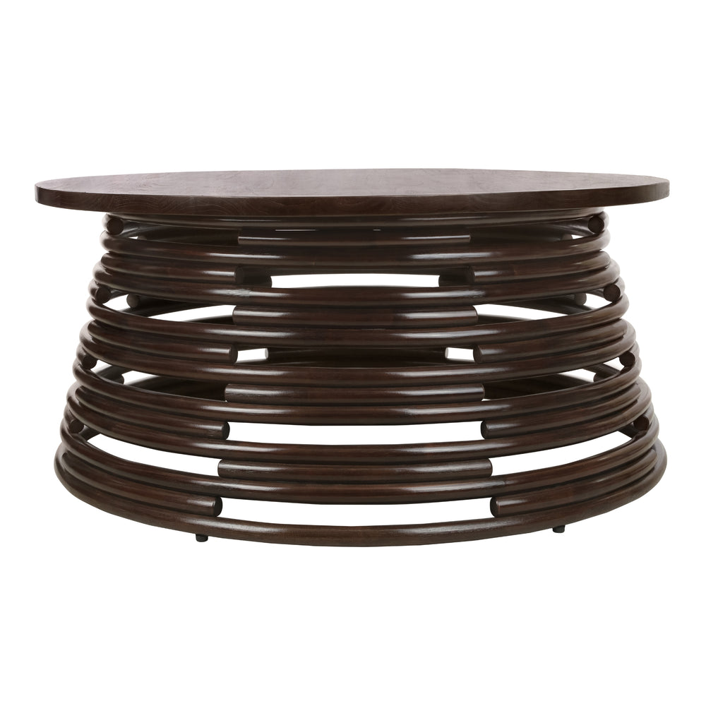 Zeke Rattan Coffee Table with Wood Top - Espresso Brown