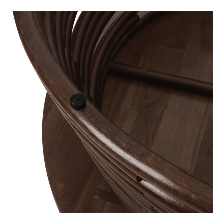 Zeke Rattan Coffee Table with Wood Top - Espresso Brown - view 5