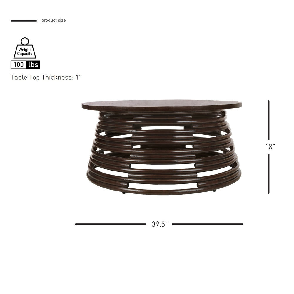 Zeke Rattan Coffee Table with Wood Top - Espresso Brown - view 2