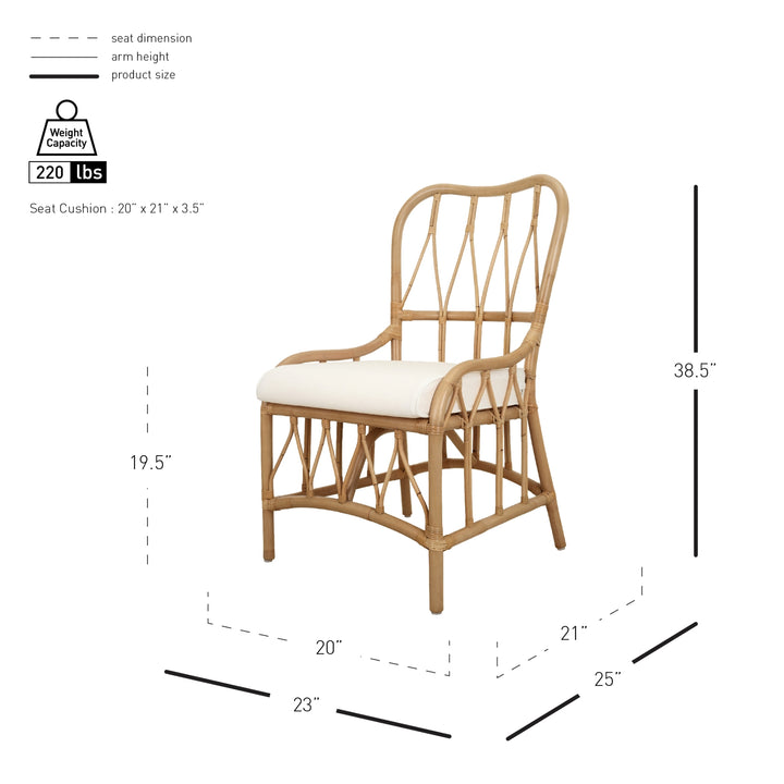 Ayanna Rattan Dining Side Chair - Natural Wheat - view 2