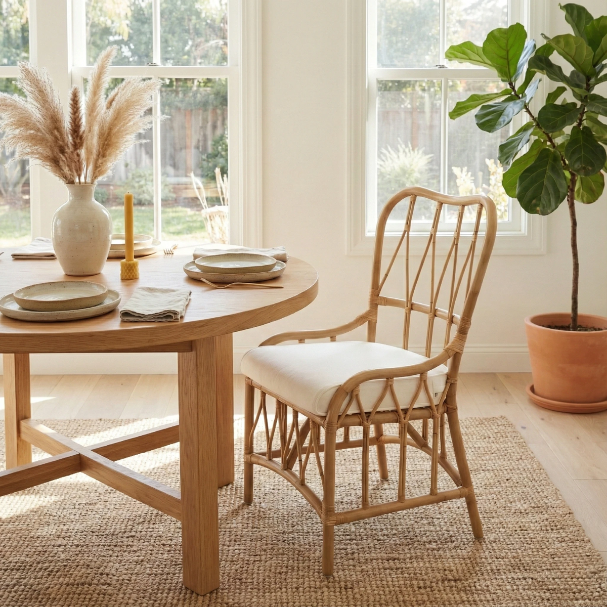 Ayanna Rattan Dining Side Chair - Natural Wheat - view 3
