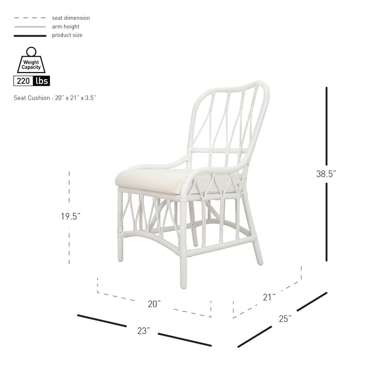 Ayanna Rattan Dining Side Chair - White - view 2