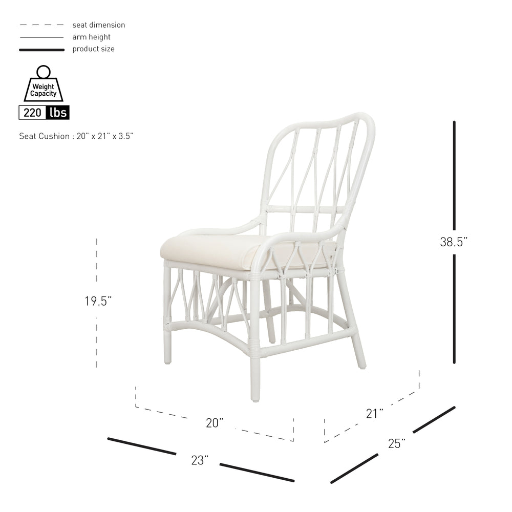 Ayanna Rattan Dining Side Chair - White - view 2