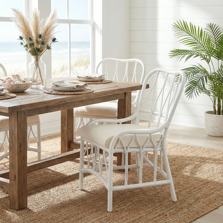 Ayanna Rattan Dining Side Chair - White - view 3
