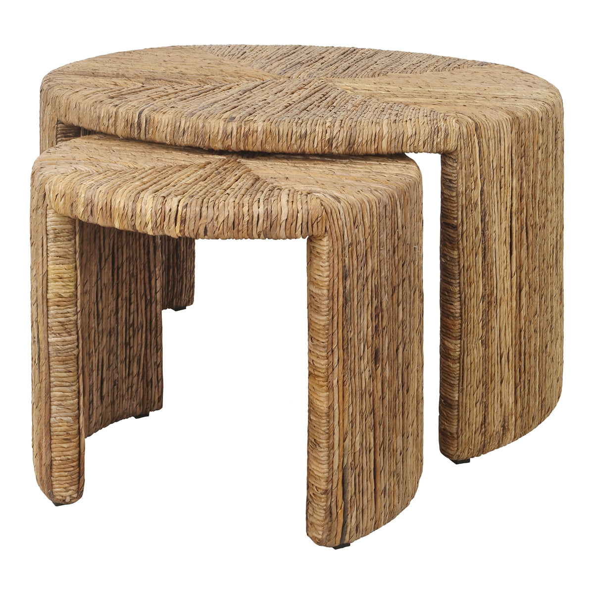 Kanza Abaca Round Nesting Coffee Table Set of 2 - Natural
