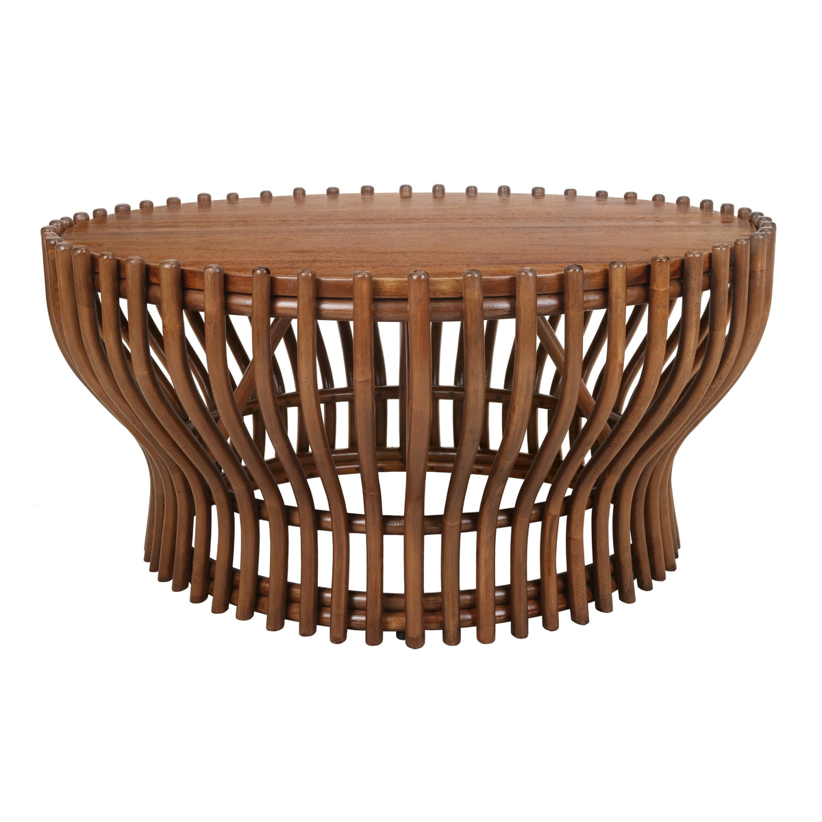 Sona Rattan Coffee Table with Wood Top - Cane Brown