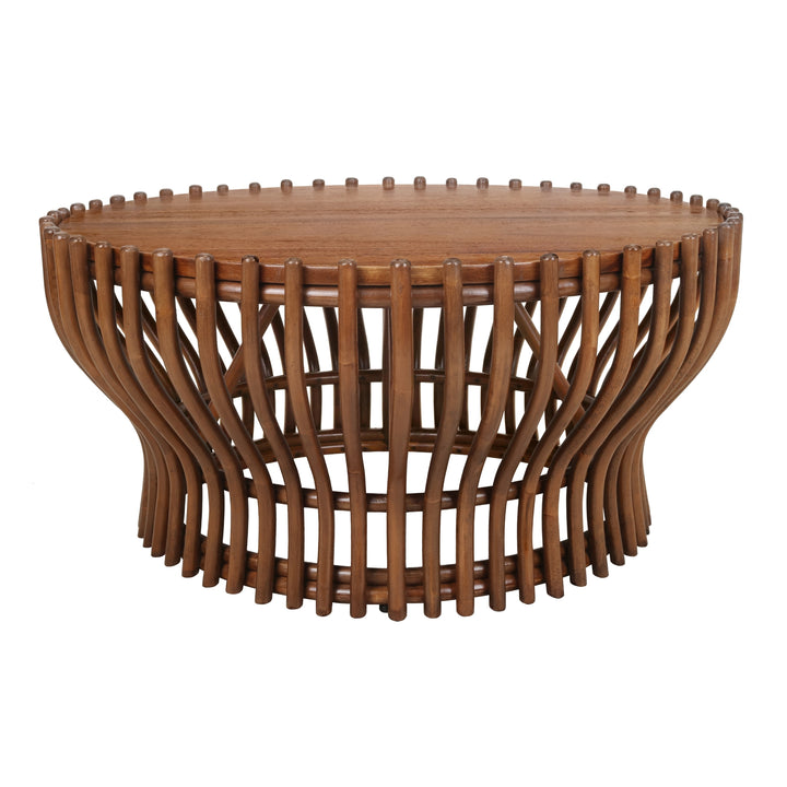 Sona Rattan Coffee Table with Wood Top - Cane Brown