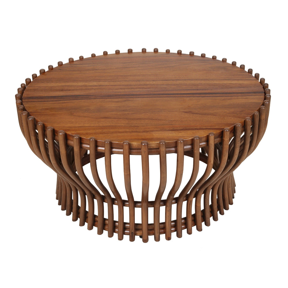 Sona Rattan Coffee Table with Wood Top - Cane Brown - view 4