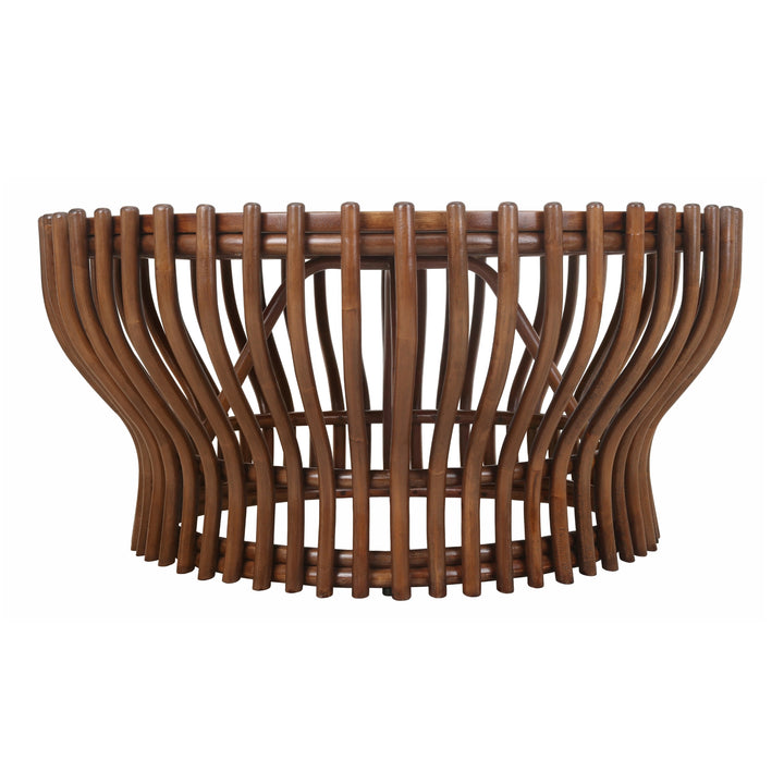 Sona Rattan Coffee Table with Wood Top - Cane Brown - view 5