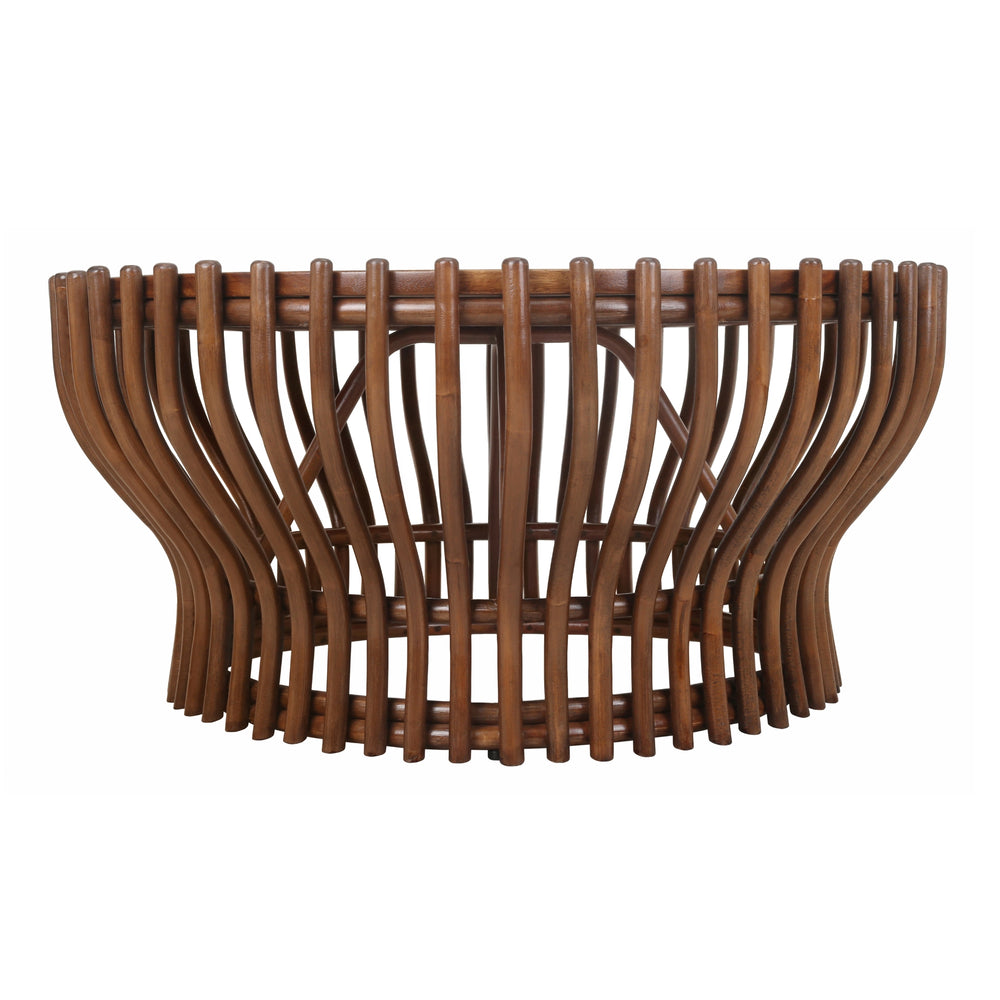 Sona Rattan Coffee Table with Wood Top - Cane Brown - view 5
