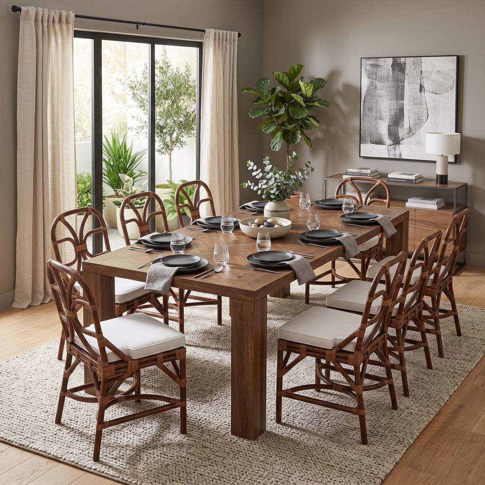 Eira Rattan Dining Side Chair - Cane Brown - view 3