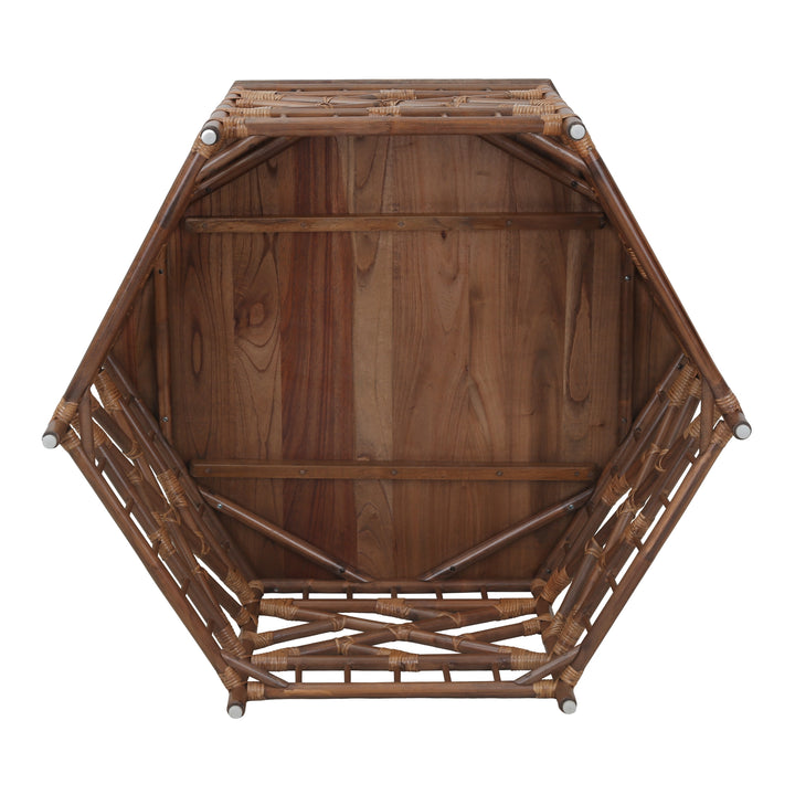 Kano Rattan Coffee Table with Wood Top - Cane Brown - view 6