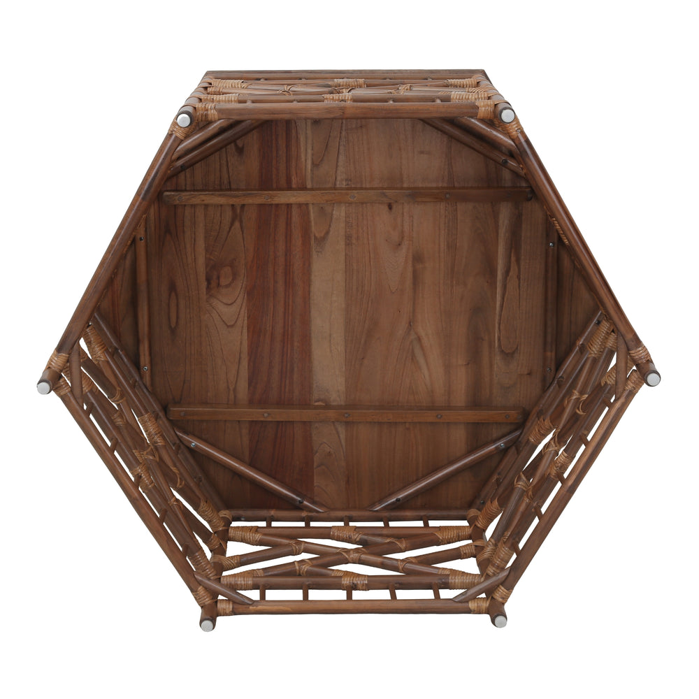 Kano Rattan Coffee Table with Wood Top - Cane Brown - view 6