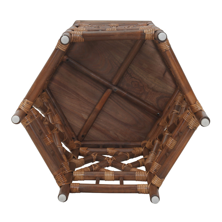 Kano Rattan Side/End Table with Wood Top - Cane Brown - view 6
