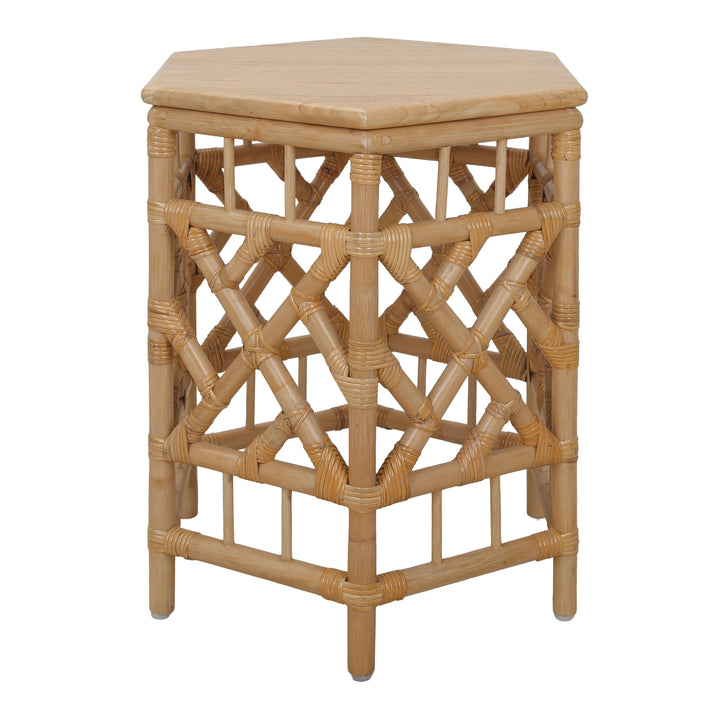 Kano Rattan Side/End Table with Wood Top - Natural Wheat - view 4