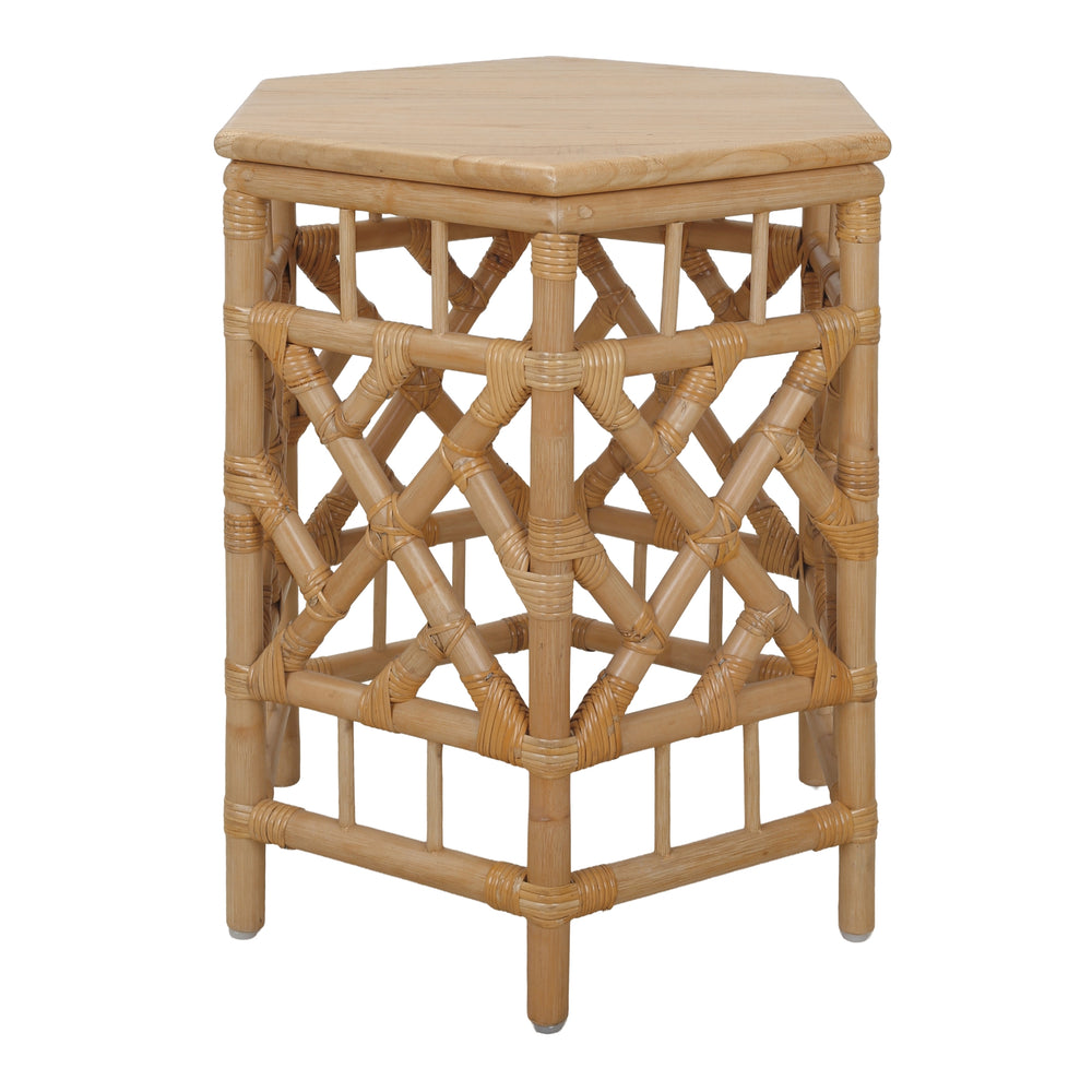 Kano Rattan Side/End Table with Wood Top - Natural Wheat - view 4