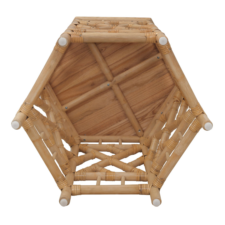 Kano Rattan Side/End Table with Wood Top - Natural Wheat - view 6