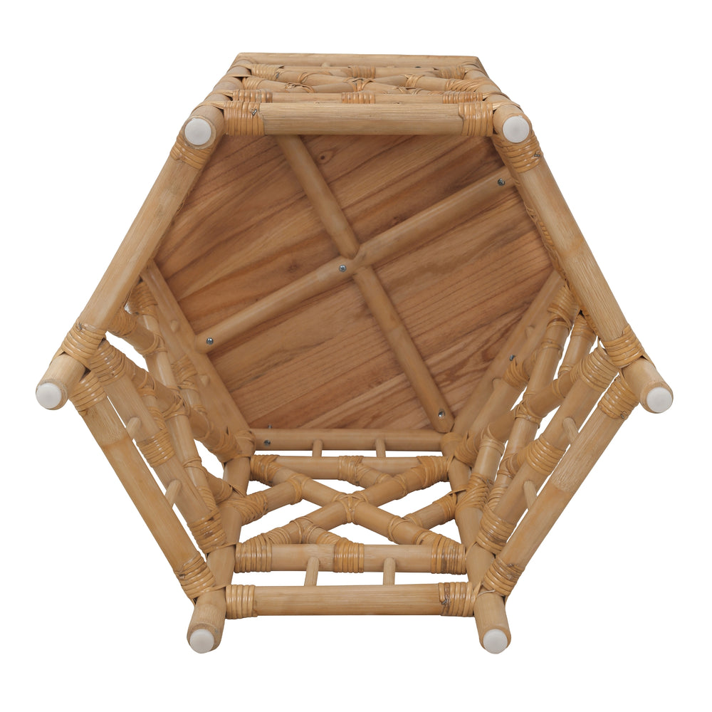 Kano Rattan Side/End Table with Wood Top - Natural Wheat - view 6